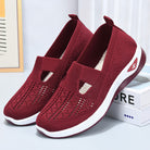 Mesh Slip On Orthopedic Walking Sneakers for Women in Burgundy
