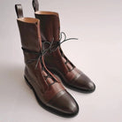 Fall Laced Front Cap Toe Low Heel Boots for Women