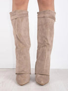 Fall Fold Over Cuff Knee High Wedge Boots for Women