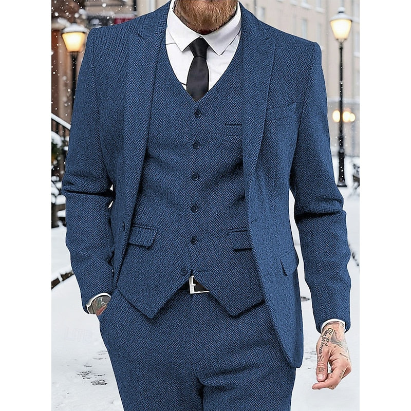 Three Piece Suit Mens Sharp Jacket Waistcoat Trouser Wedding Formal