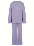 Lounge Set Womens Two Piece V Neck Top Wide Leg Trouser Soft Knit