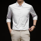 Fall Slim Fit Lightweight Button Up Dress Shirt for Men in White