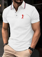 Printed short sleeve golf shirt in white