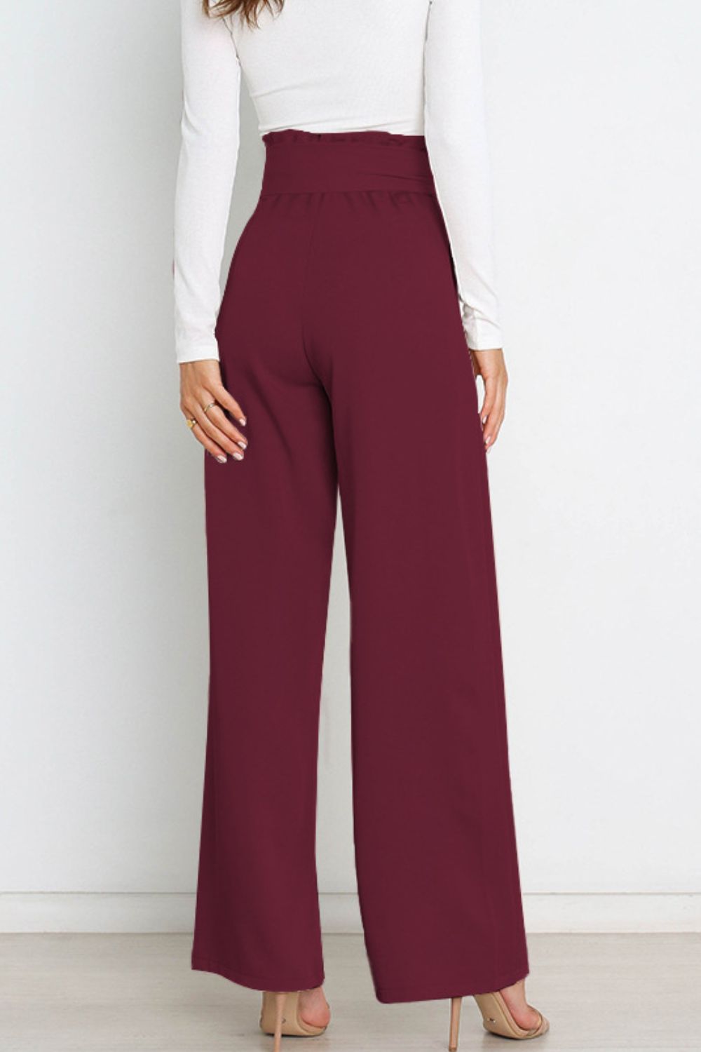High waist paperbag pant with bow detail, view 20