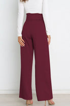 High waist paperbag pant with bow detail, view 20