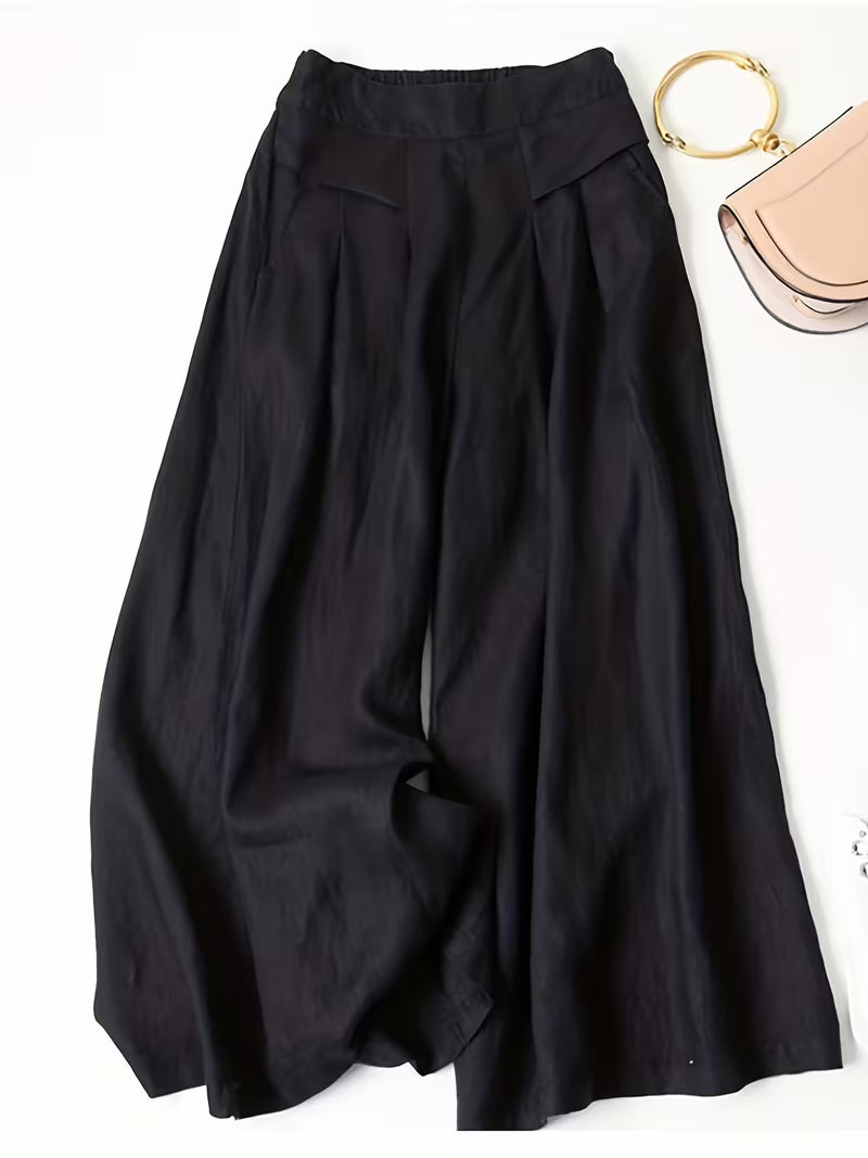 Breathable loose wide leg pant in black