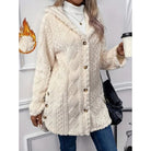Fleece Jacket Womens Hooded Textured Relaxed Zip Front Soft Warm