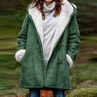 Winter Coat Womens Hooded Relaxed Warm Lined Longline Zip Front