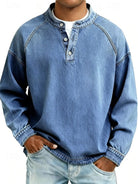 Vintage style relaxed long sleeve shirt in light blue