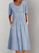 Striped relaxed summer midi dress in blue