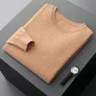 Fall Cashmere Feel Knit Crew Neck Sweater for Men in Tan
