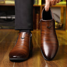 Fall Faux Leather Embossed Side Zip Chelsea Boots for Men