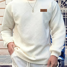 Sweatshirt Mens Crew Neck Textured Pullover Ribbed Trim Everyday