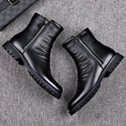 Mid Calf Boots Mens Side Zip Leather Look Polished Dress Boot