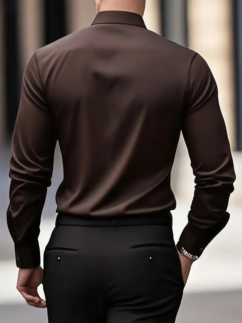 Fall Slim Fit Breathable Long Sleeve Dress Shirt for Men