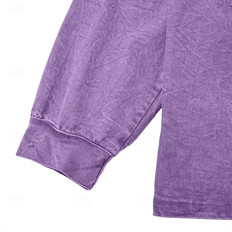 Henley Shirt Mens Washed Cotton Long Sleeve Relaxed Lived In Feel