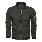 Bomber Jacket Mens Zip Front Ribbed Collar Sleeve Zip Pocket