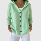 Cardigan Sweater Womens Hooded Relaxed Button Front Longline Knit