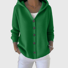 Cardigan Sweater Womens Hooded Relaxed Button Front Longline Knit