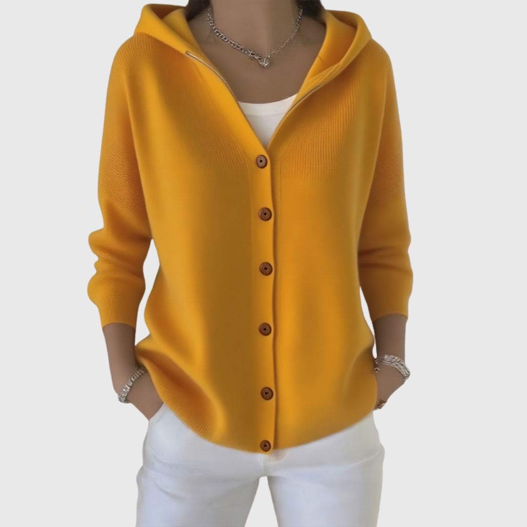 Cardigan Sweater Womens Hooded Relaxed Button Front Longline Knit