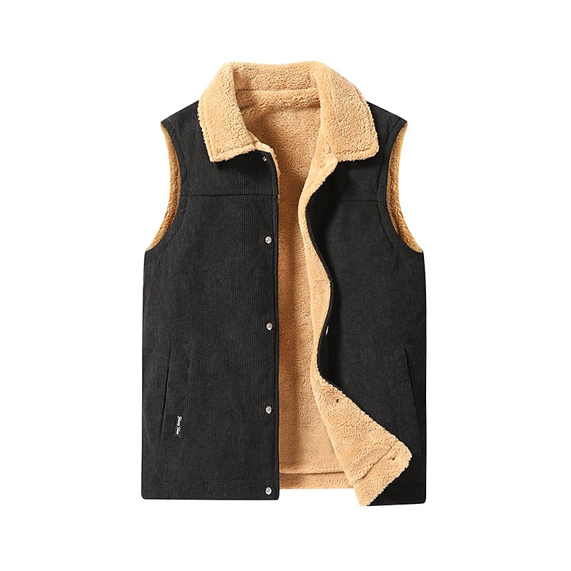 Vest Mens Sherpa Lined Sleeveless Gilet Zip Front Warm Layering
