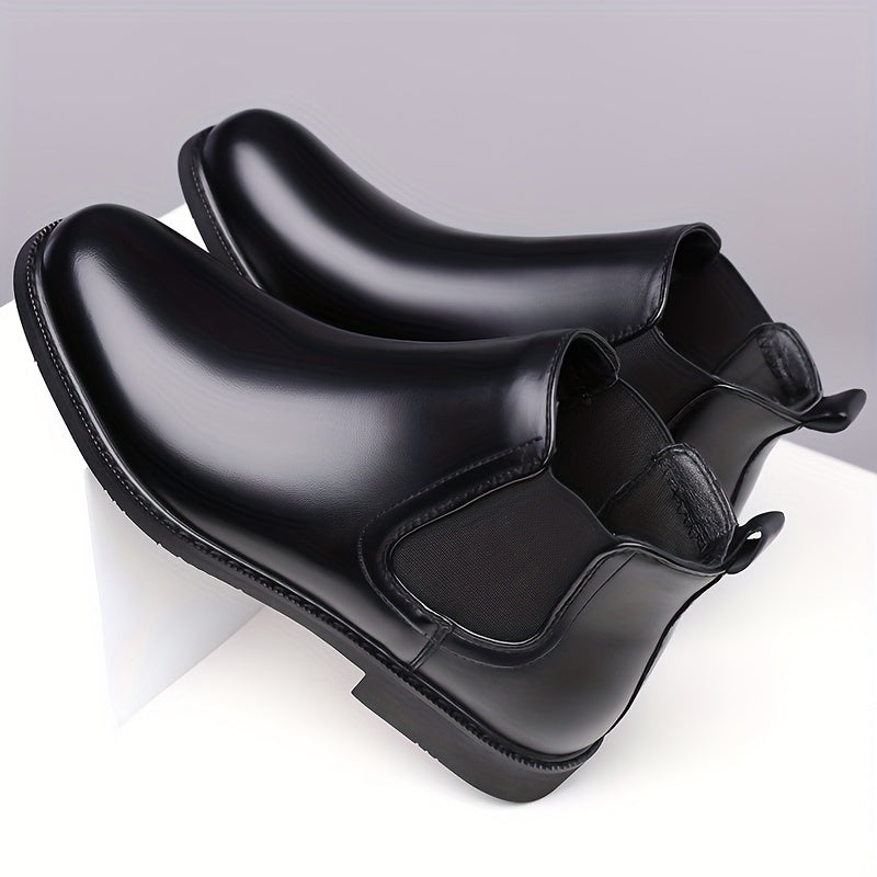 Chelsea Boots Mens Slip On Elastic Gusset Leather Look Classic