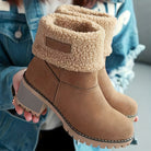 Ankle Boots Womens Cuffed Faux Fur Lined Winter Warm Flat Heel