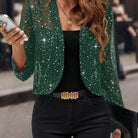 Soft shimmer cropped jacket in green