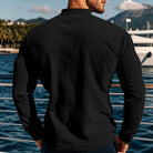 Henley Shirt Mens Ribbed Knit Long Sleeve Button Placket Fitted