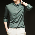 Fall Slim Fit Lightweight Button Up Dress Shirt for Men in Sage Green