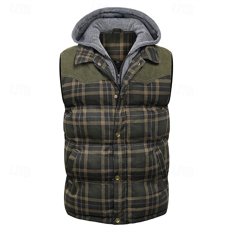 Vest Mens Hooded Quilted Sleeveless Puffer Gilet Zip Front Padded