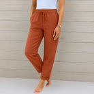 Breathable stretch relaxed fit pant in orange