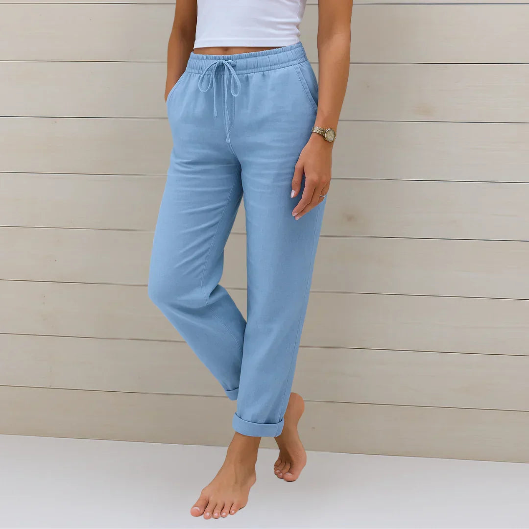 Breathable stretch relaxed fit pant in blue