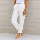 Breathable stretch relaxed fit pant in white