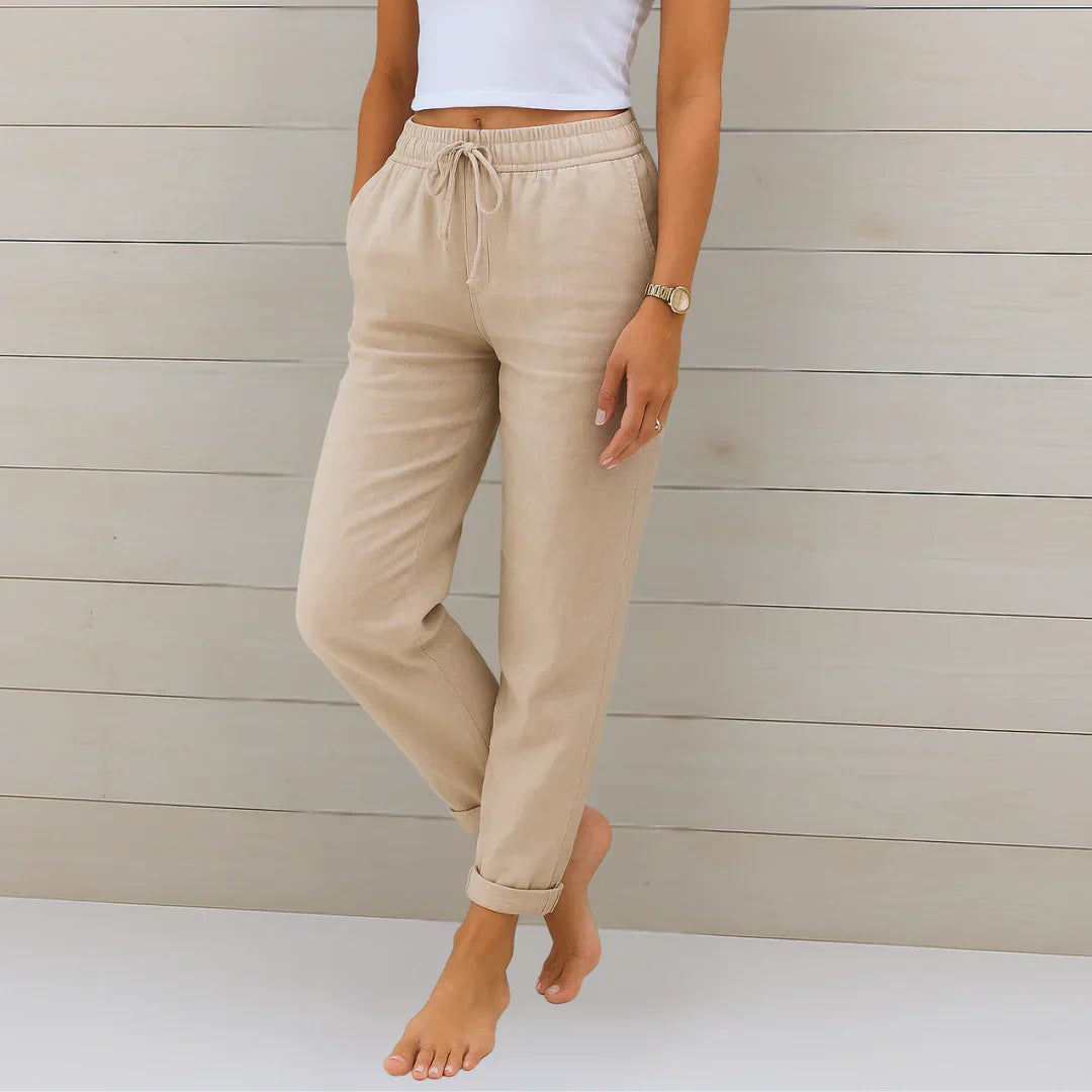 Breathable stretch relaxed fit pant in cream