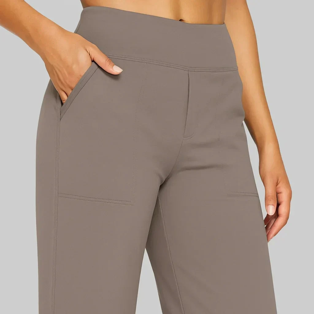 Fall Stretch High Waist Wide Leg Pull On Pants for Women