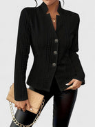 Blazer Womens Stand Collar Structured Sculpted Collarless Cut