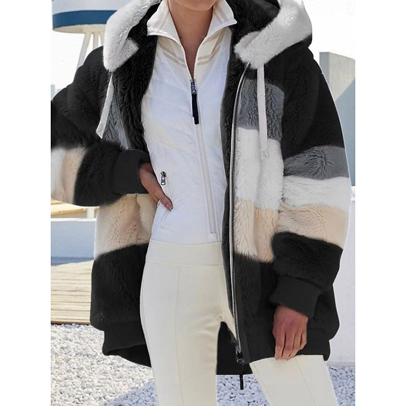 Fleece Jacket Womens Hooded Zip Up Soft Cozy Relaxed Fit Warm
