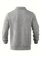 Fall Textured Geometric Polo Collar Quarter Zip Sweater for Men