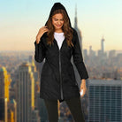 Rain Jacket Womens Hooded Lightweight Drawstring Waist Zip Front