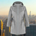 Rain Jacket Womens Hooded Lightweight Drawstring Waist Zip Front
