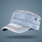 Washed cotton denim military style cap, view 14