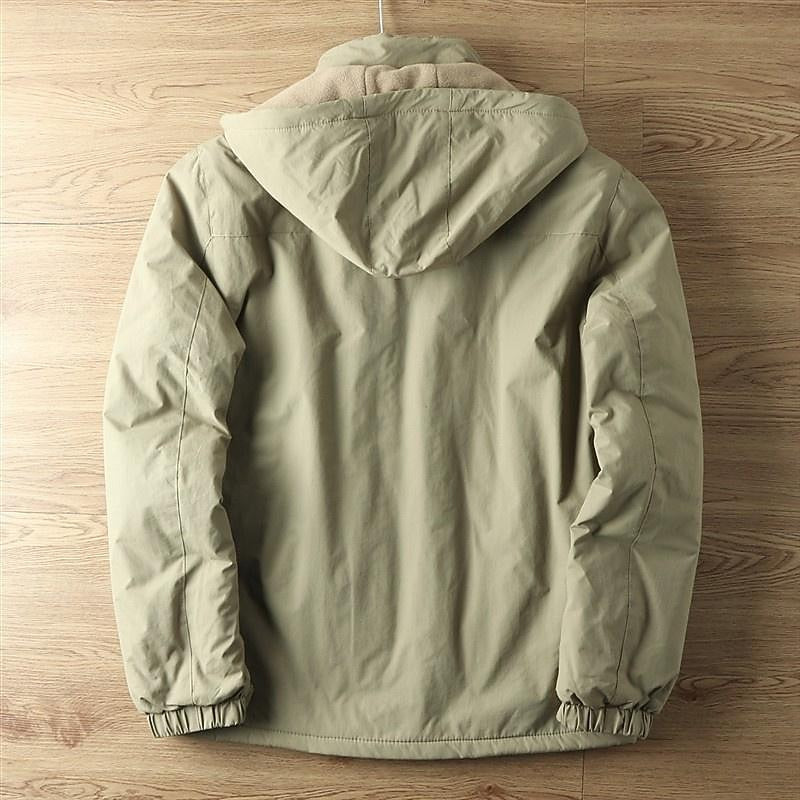 Rain Jacket Mens Hooded Windproof Water Resistant Outdoor Zip Front
