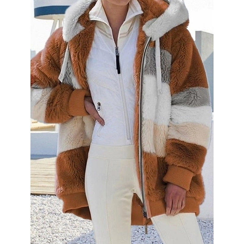 Fleece Jacket Womens Hooded Zip Up Soft Cozy Relaxed Fit Warm