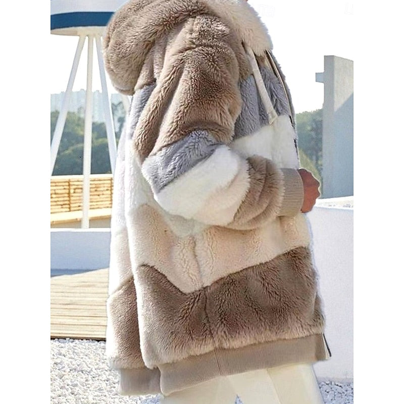 Fleece Jacket Womens Hooded Zip Up Soft Cozy Relaxed Fit Warm