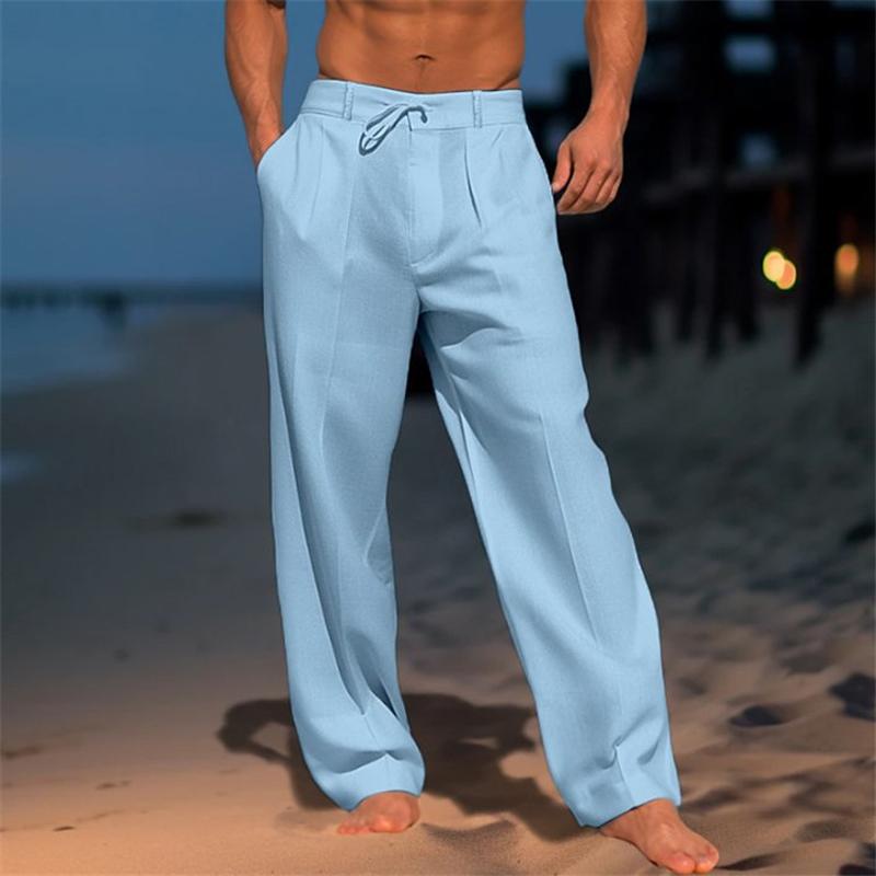 Lightweight wide leg summer pant in blue