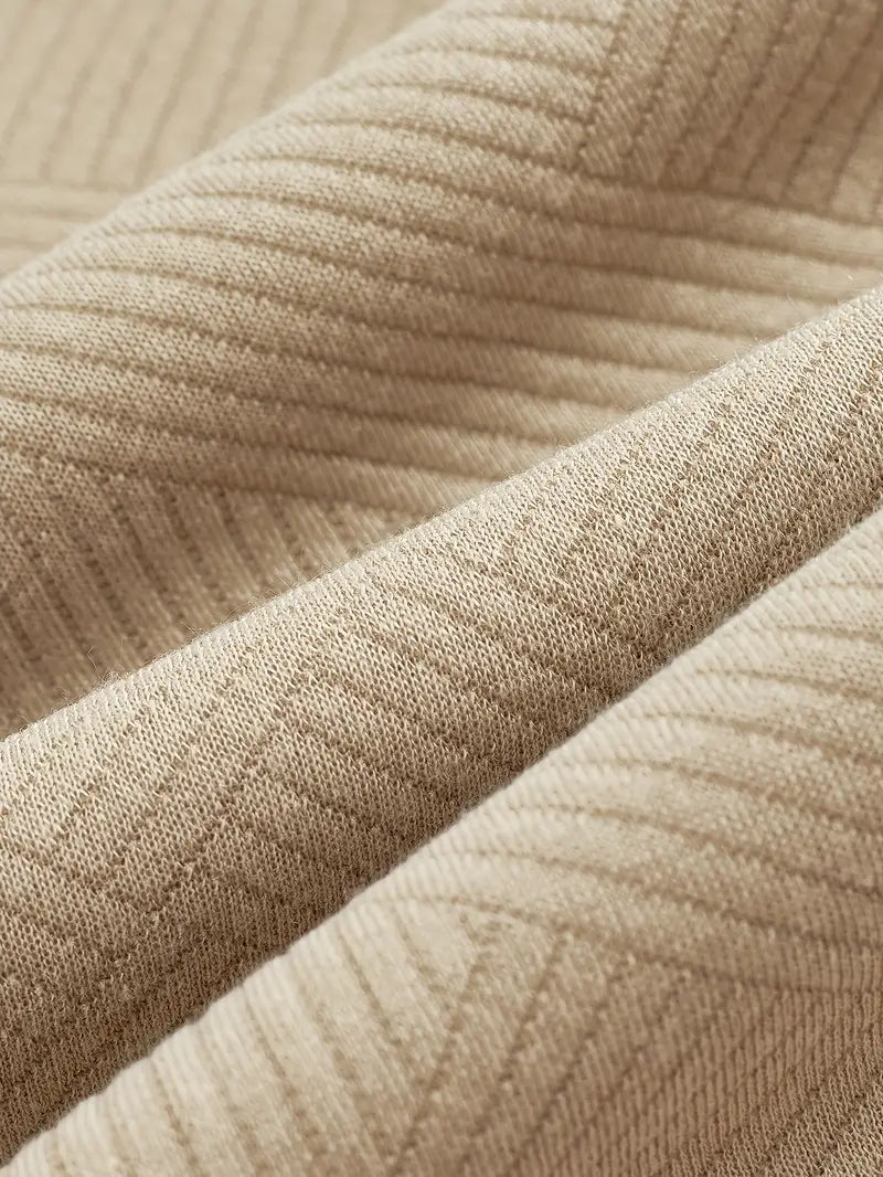 Fall Textured Geometric Polo Collar Quarter Zip Sweater for Men