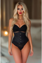 Halloween Black Satin Mini Waist Cincher Corset for Women