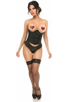Halloween Black Satin Open Bust Underwire Underbust Corset for Women