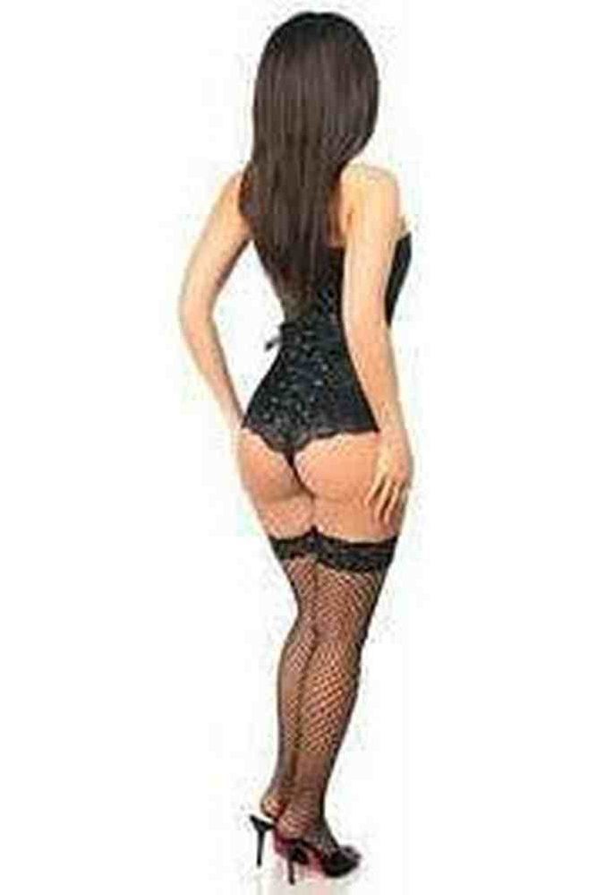 Halloween Black Satin Overbust Corset with Busk Closure for Women